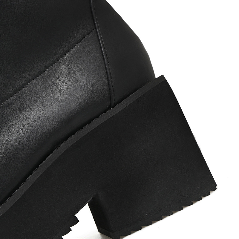 European and American punk leather thick ankle boots female Harajuku thick bottom zipper boots British lace Martin boots