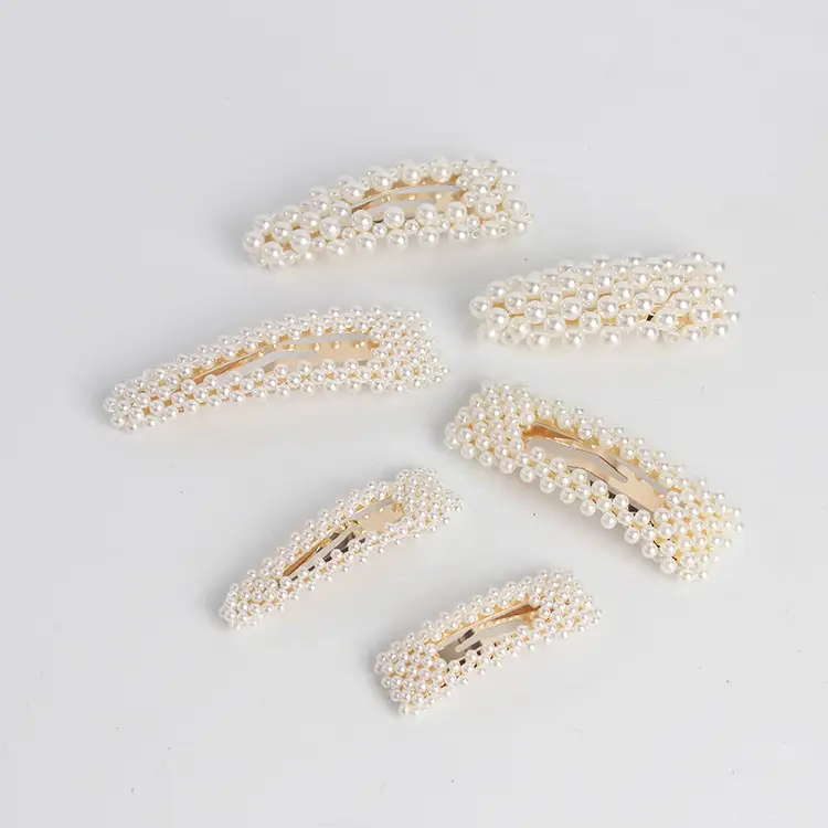 Korea Japanese pearl side clip girl sweet bb clip water drop net red bangs clip ins wind alloy hairpin