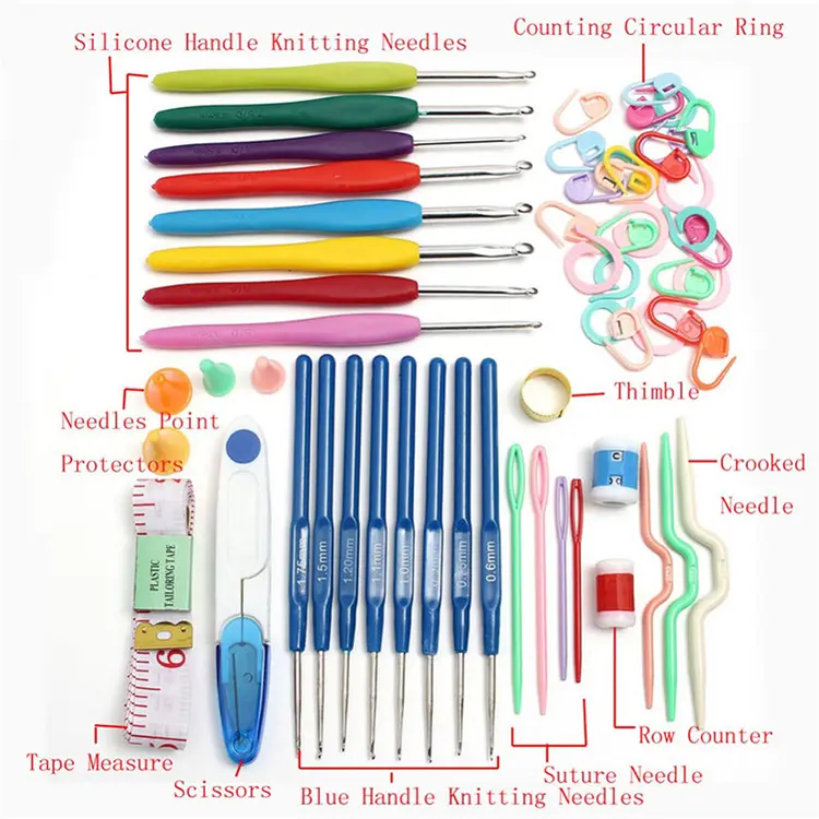 Crochet Set Handmade Wool Tool Combination Bag