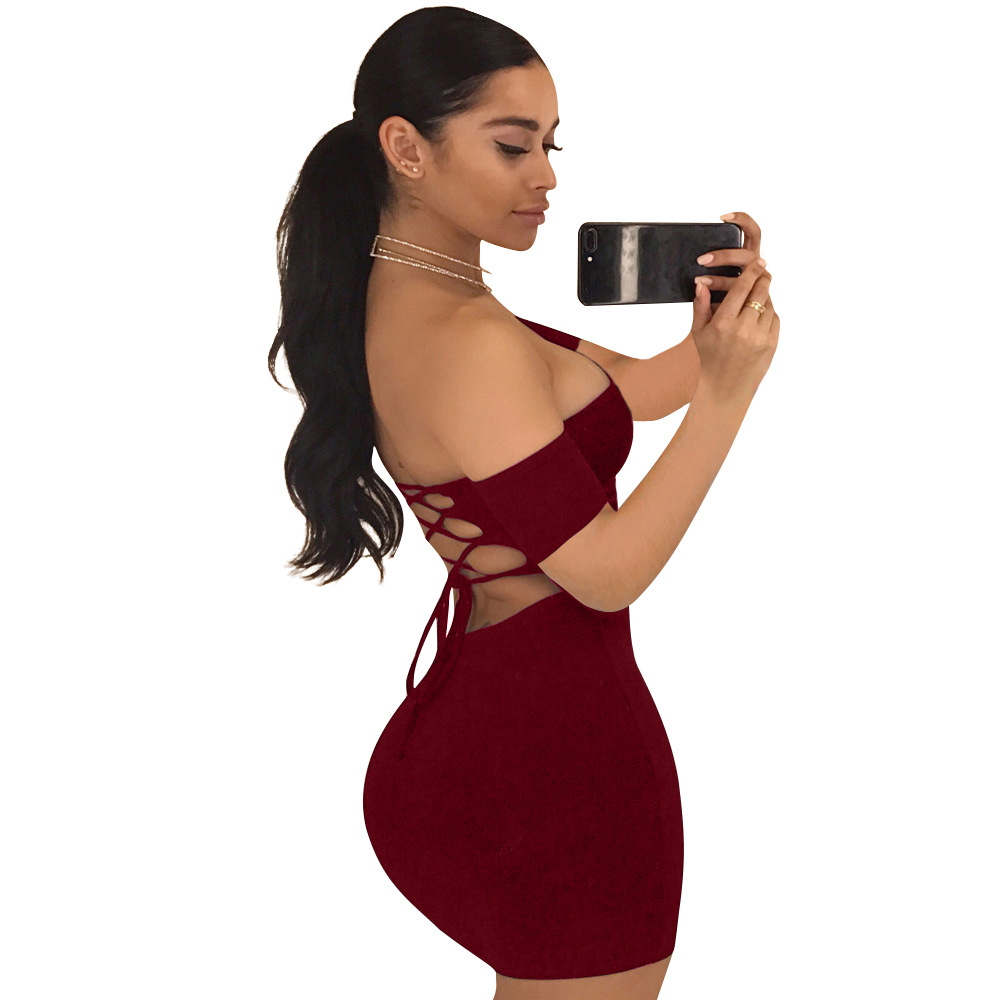 summer sexy short-sleeved bag hip skirt European and American women's nightclub dress