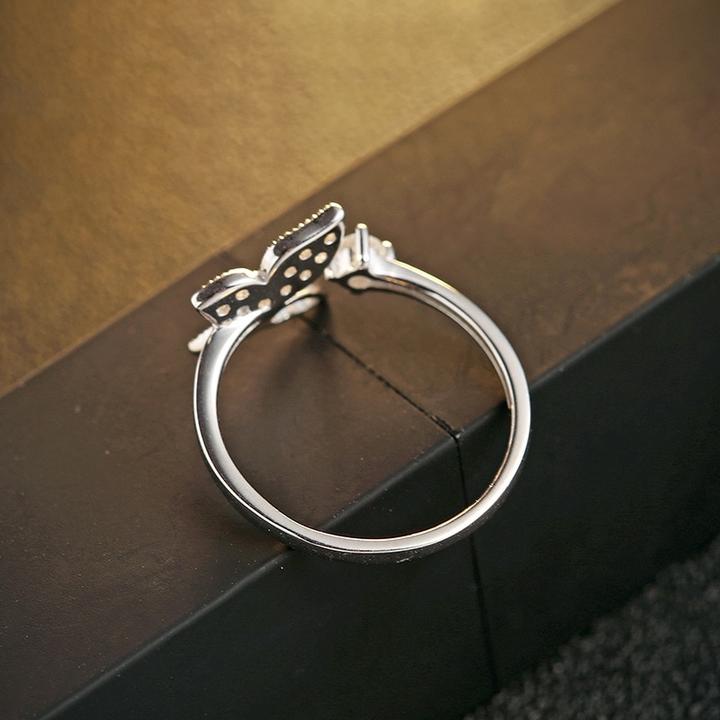 S925 silver jewelry female Korean version sterling silver micro-inlaid butterfly opening ring