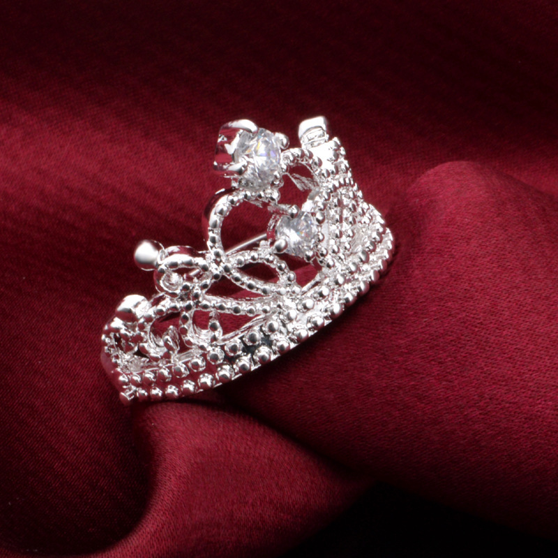 Christmas Hot Lady Special Silver Crown Plated Sparkling Woman Crystal Crown Ring Jewelry Beautiful Wedding