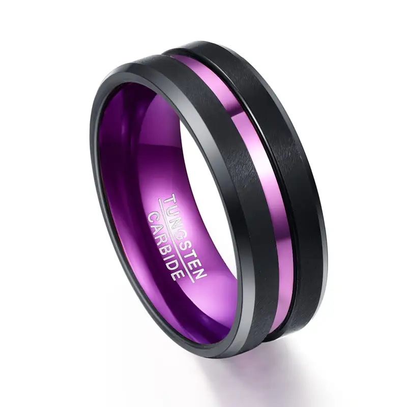 Purple inner ring frosted groove men's tungsten