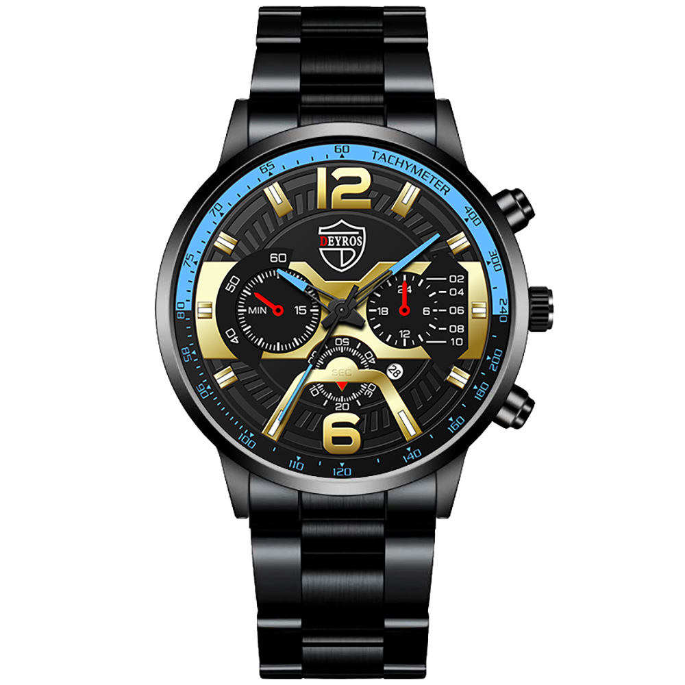 Men's Stainless Steel Calendar Watch Business Quartz