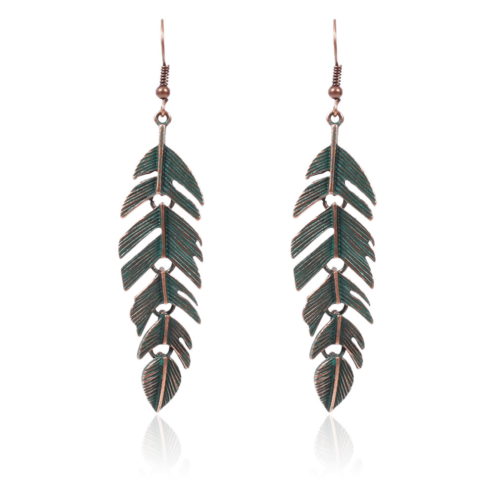 New retro earrings wholesale irregular alloy leaves personality creative earrings face small literary temperament earrings