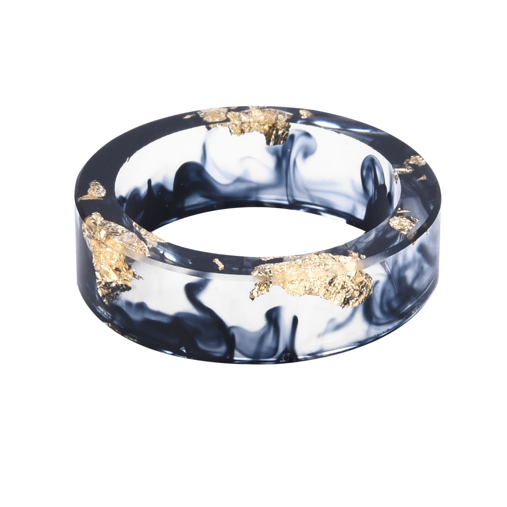 New dried flower resin ring Sen Xiao small  handmade flower gold foil color Epoxy ring