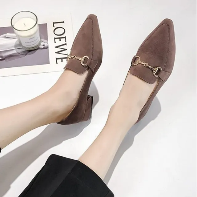 Spring and autumn peas shoes female pointed head set square root suede net red single shoes women fashion scoop shoes Red - Shop at LoveMi