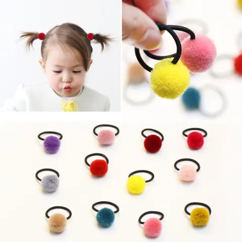 Korean Candy Color Children's Hair Ball Ring Tie Band