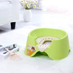 Spillproof Cat Litter Pan Semi-enclosed Oversize Cat Toilet - Green - View 1