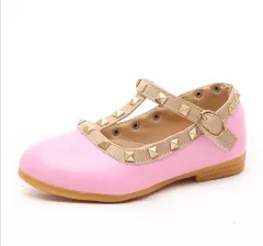 Korean version of the autumn children's shoes fashion explosion models girls single shoes rivet dance princess shoes direct sales - Pink - View 1