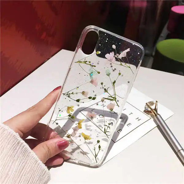 Small Floral Real Flower Anti-drop Transparent Protective Cover