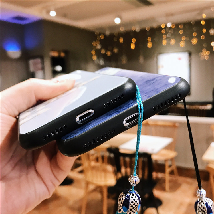 Chinese style court retro flower glass mobile phone shell tassel xs all-inclusive anti-fall applies to 7plus - Image 3