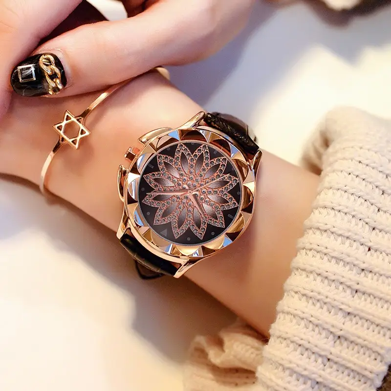 Rhinestone Cross Ladies Belt Watch Explosion Models Rose Gold