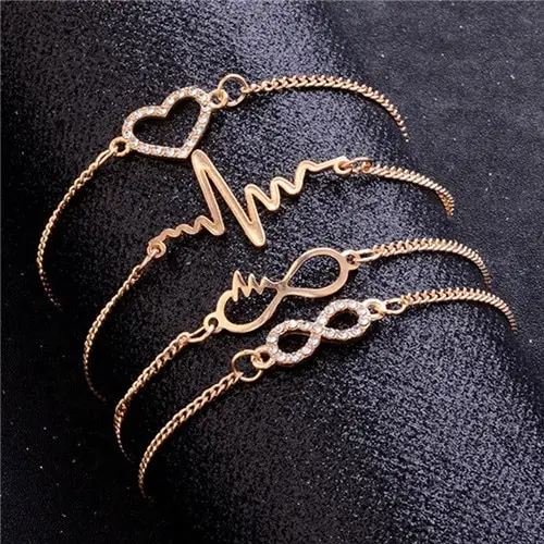 Modyle Gold Color Crystal Wedding Bracelets Set CZ Stone