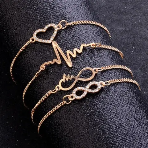 Modyle Gold Color Crystal Wedding Bracelets Set CZ Stone