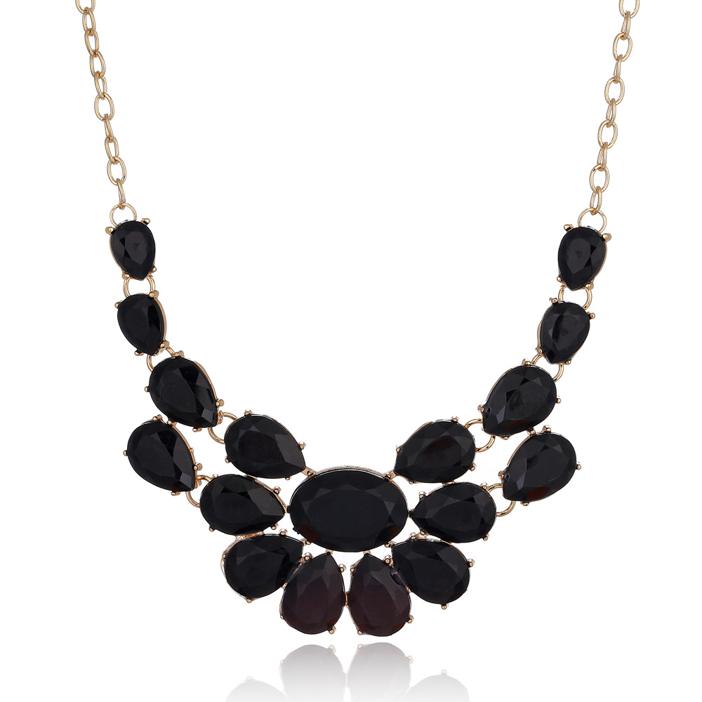 Gorgeous gemstone jelly accessory temperament geometric short necklace