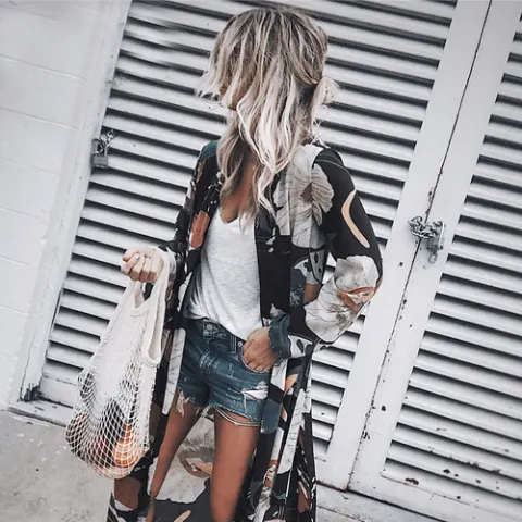 Printed Chiffon Cardigan Plus Long Beach Blouse Sun Protection