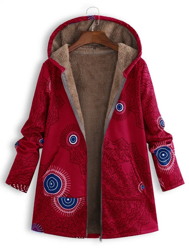 winter European and American new women's clothing hooded plush shirt plush jacket Red - Shop at LoveMi