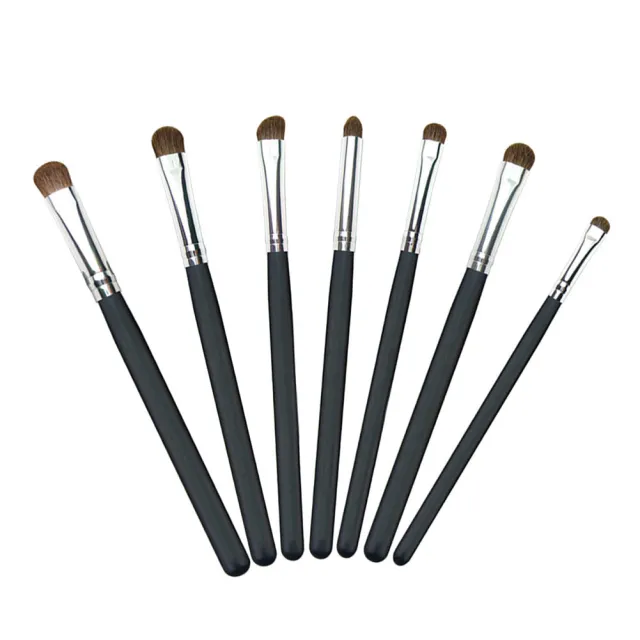 Hair Makeup Brushes 7 Eye Shadow Brushes Beauty Makeup Black Handle Silver Tube - Shop at LoveMi