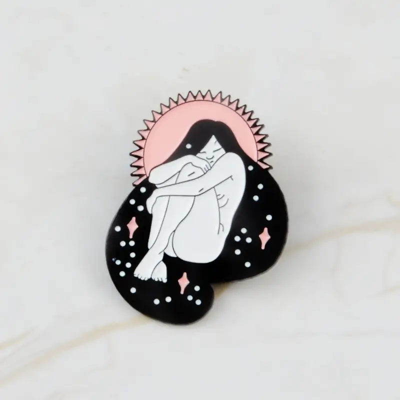 Quiet Sleeping Girl Feminist Enamel Pin Brooches Badges Hard