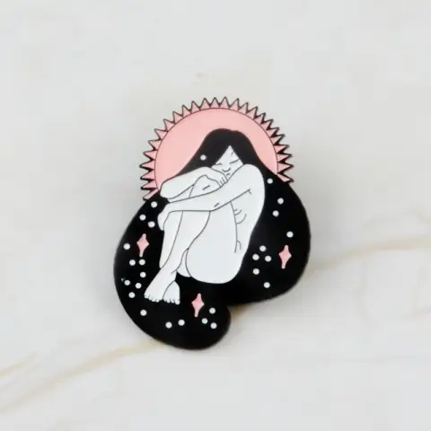 Quiet Sleeping Girl Feminist Enamel Pin Brooches Badges Hard