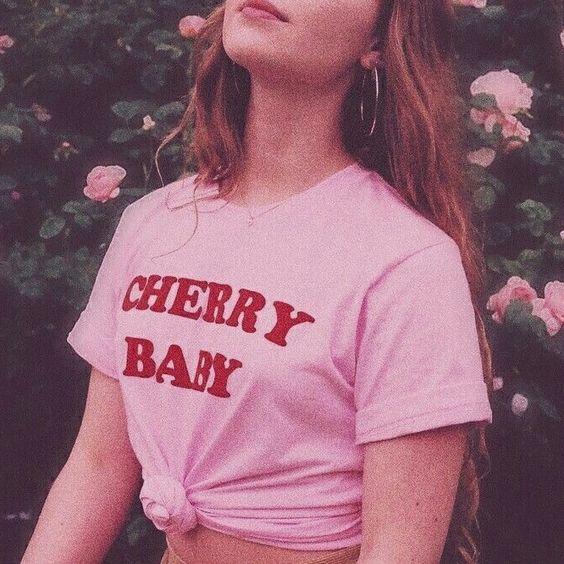 CHERRY BABY red letter T-shirt men and women European and American English digital letters street short sleeve