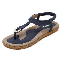 Women Sandal Flat Heel Sandalias Femininas Summer Casual Single Shoes Soft Bottom Slippers Sandals - Blue - View 1