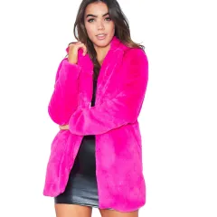 Faux Fur Coat Women Long Sleeve Warm Thick Wave Jackets Plus Size Coat Winter Black Yellow Rose Red Fur Coats Autumn - Rose Red - View 1