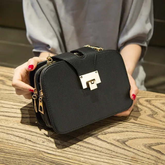New fashion chain handbags small clip bag Korean version of the slung shoulder bag Black - Shop at LoveMi