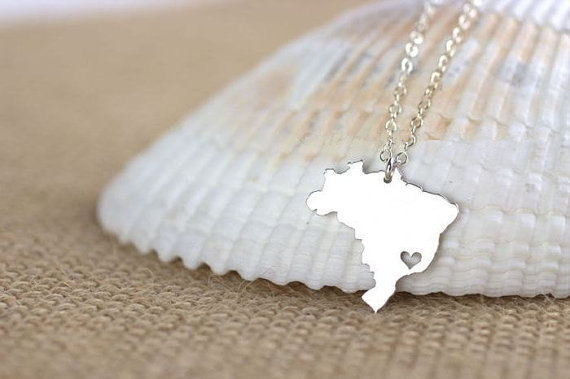 Brazil map necklace