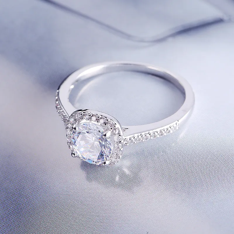 Wedding Rings for Women Silver Color Jewelry Luxury Engagement