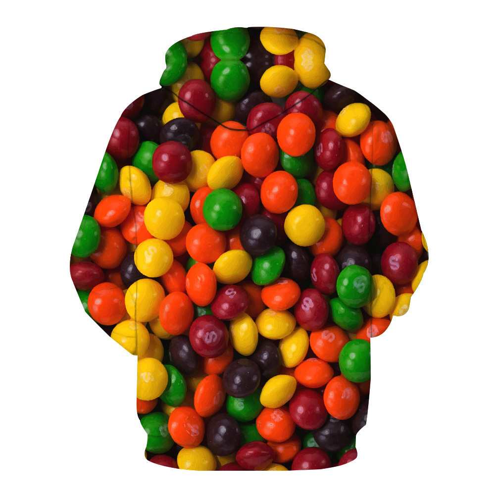 3D star digital print hooded pocket pullover sweater