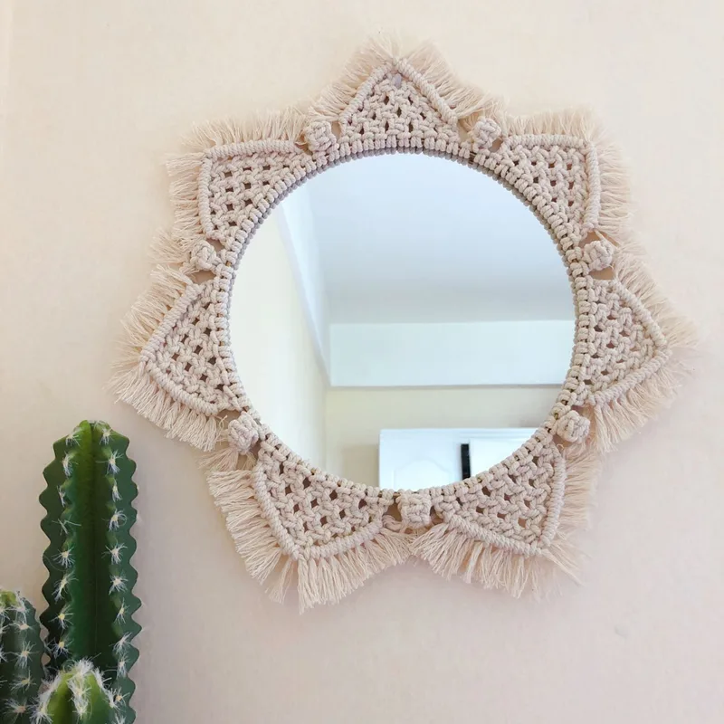 Sunflower. INS Scandinavian Girl Heart Mirror Handmade Tapestry Cosmetic