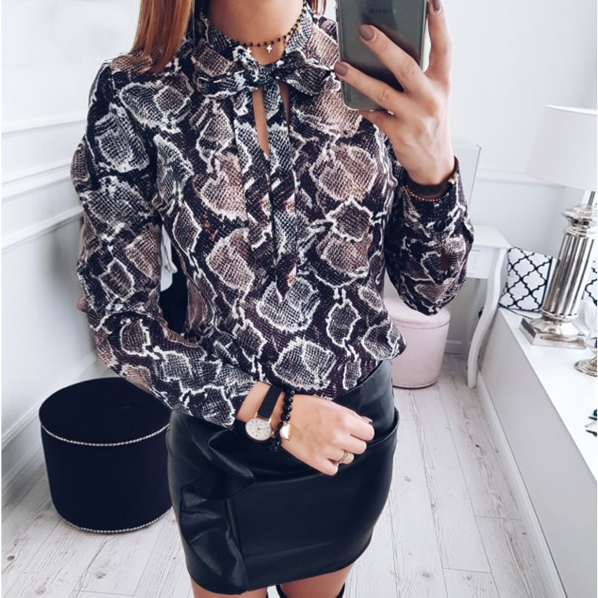 Strap sexy snakeskin print shirt female