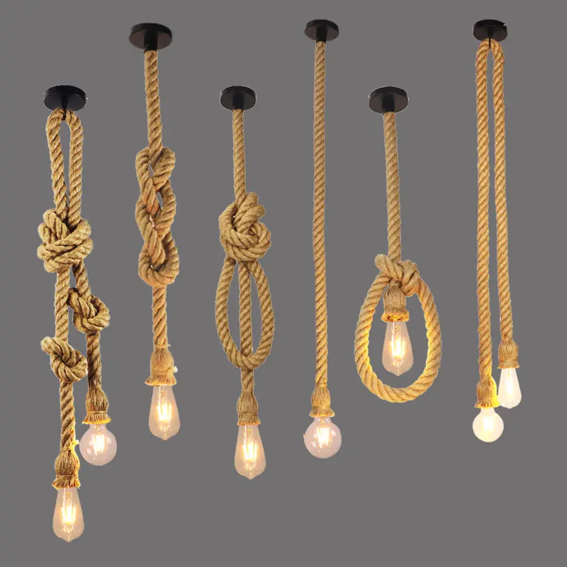Hemp rope chandelier bar personality creative single