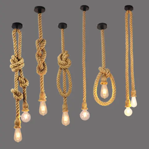 Hemp Rope Chandelier Bar Personality Creative Single Head Retro
