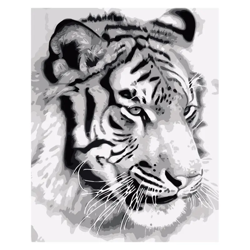 RUOPOTY Frame Tiger Animal DIY Painting Digital Wall Art