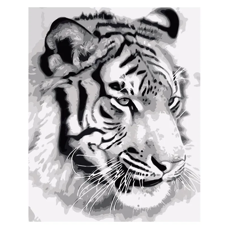 RUOPOTY frame tiger animal DIY painting digital wall art picture acrylic painting home decoration on canvas - No Frame