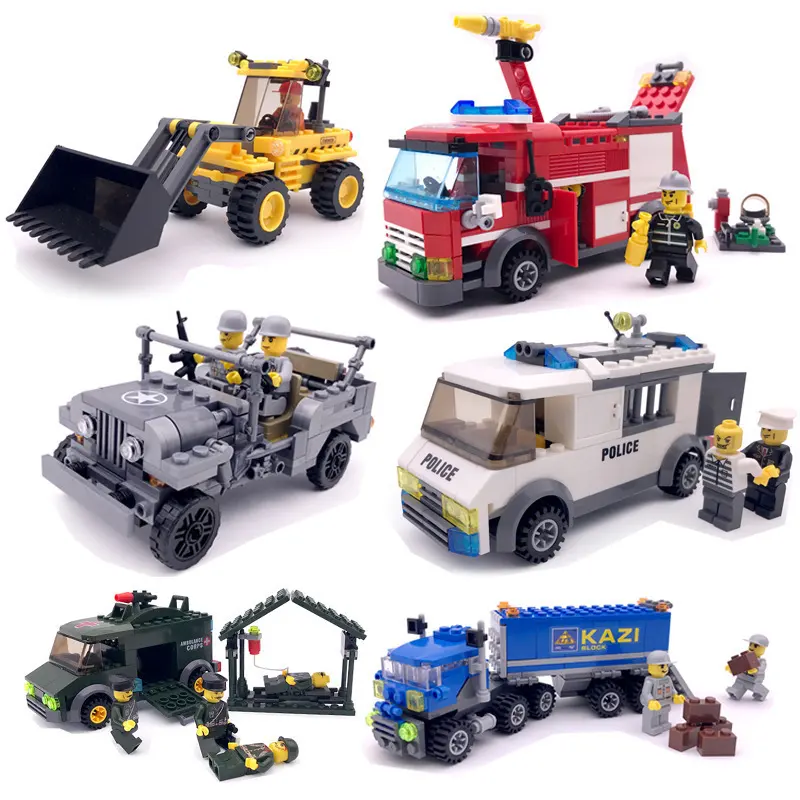 Children's Educational Assembled Car Plastic Interactive Building Blocks Toys