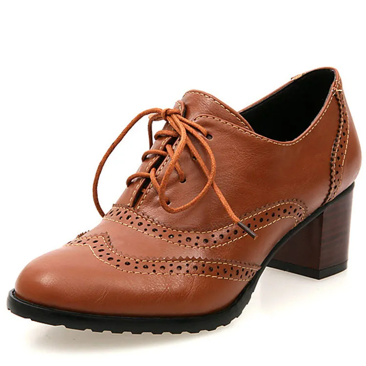 Baroque with bare boots Foreign trade large size 40-43 yards single boots long-term production before the tie retro women's shoes - Brown