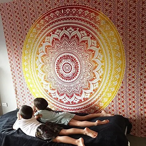 Indian Mandala Tapestry Wall Hanging Sandy Beach Throw Rug