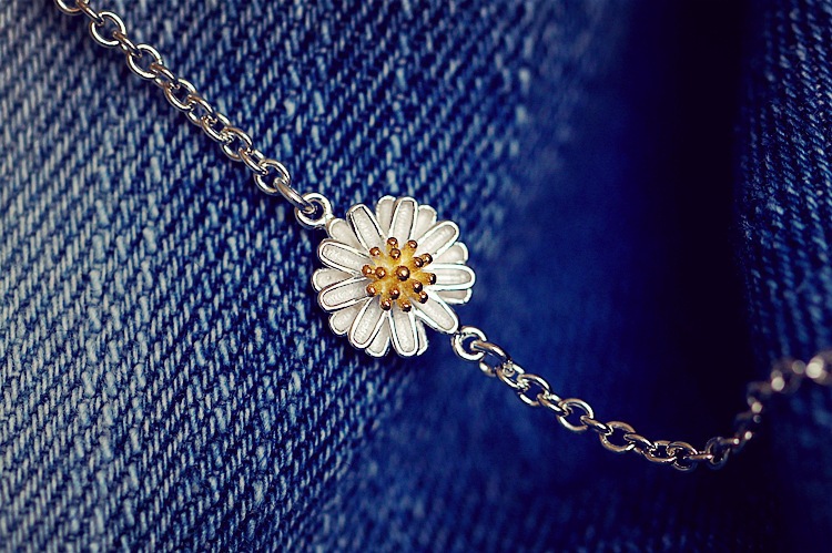 Sun Flower Pendant 925 Sterling Silver Daisy Necklace Clavicle Chain Female Simple Flower Accessories