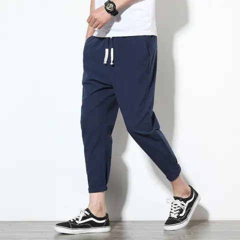 Summer Men's Pants Linen Korean Trend Loose Casual Feet