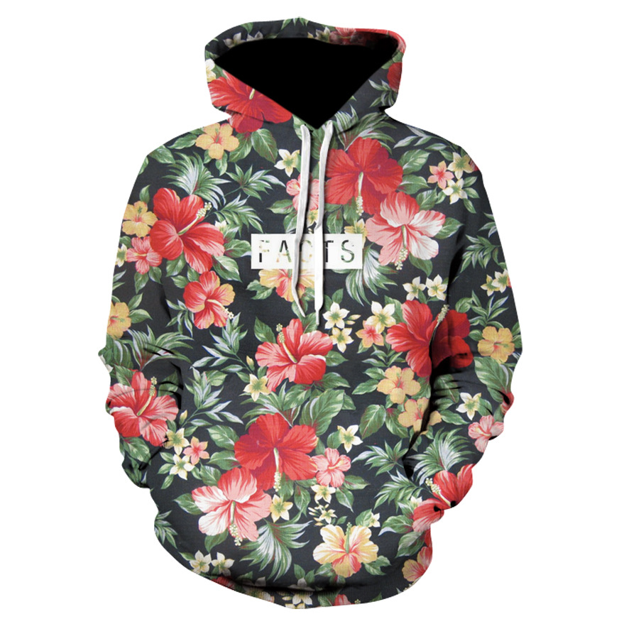 Floral digital print hooded sweater