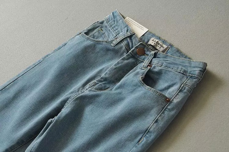 High waist stretch jeans slim slim elastic denim cotton feet trousers pencil pants