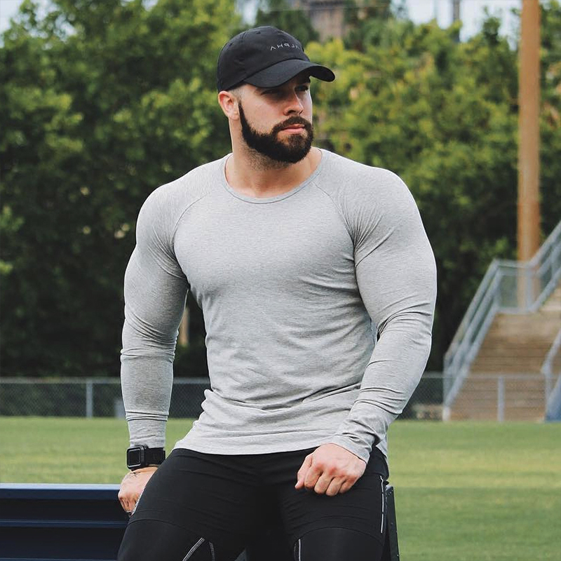 Men's Running Tops Casual Slim Fashion Solid Color Round Neck T-Shirt