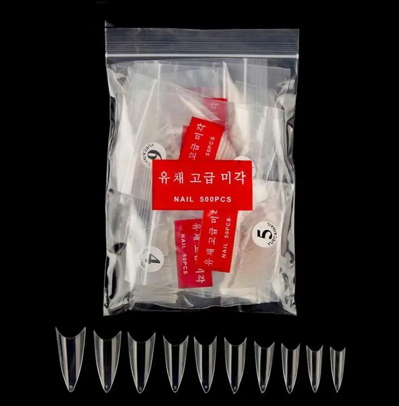 Manicure 500 Pieces of Fake Nail Tips Natural Transparent