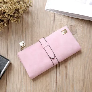 Leather Zipper Long Women Wallet - Pink