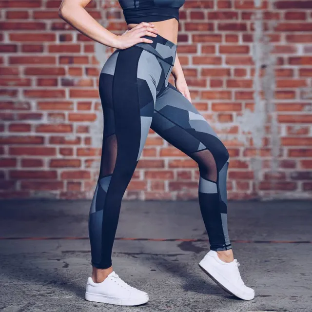 Digital printing mesh yoga leggings abdomen high waist yoga pants Green Mesh Yarn - Shop at LoveMi