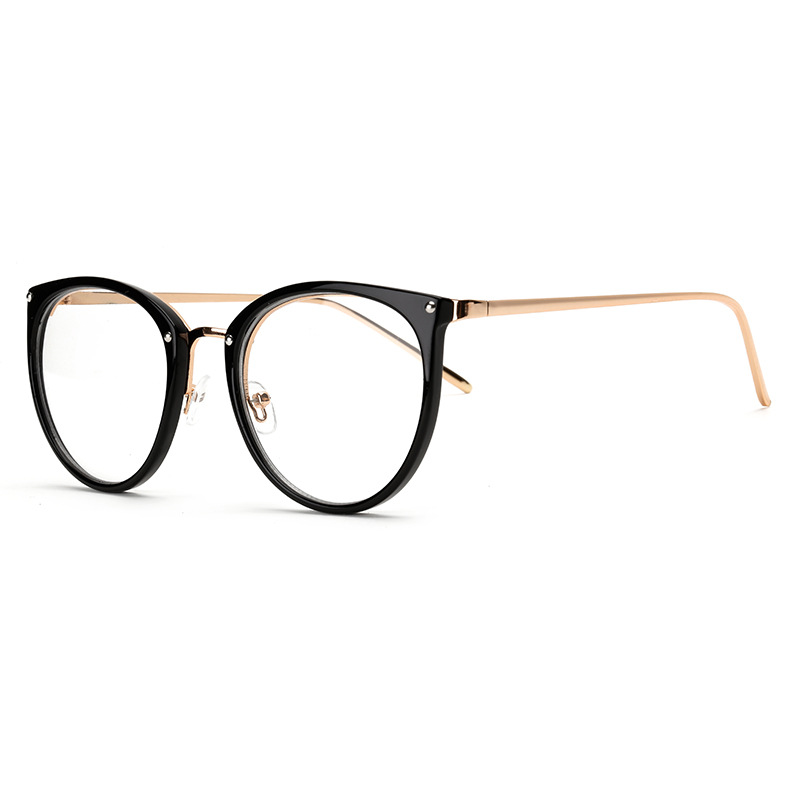 Gold wire round glasses frame female retro flat glasses eye frame frame - Image 7